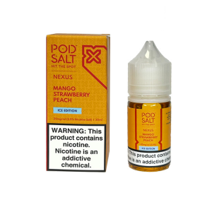 سالت نیکوتین پاد سالت انبه توتفرنگی هلو یخ | POD SALT NEXUS MANGO STRAWBERRY PEACH ICE SALT JUICE